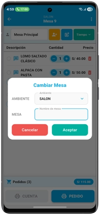 Administración de mesas