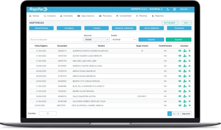 Back Office Asistencias Rapifac