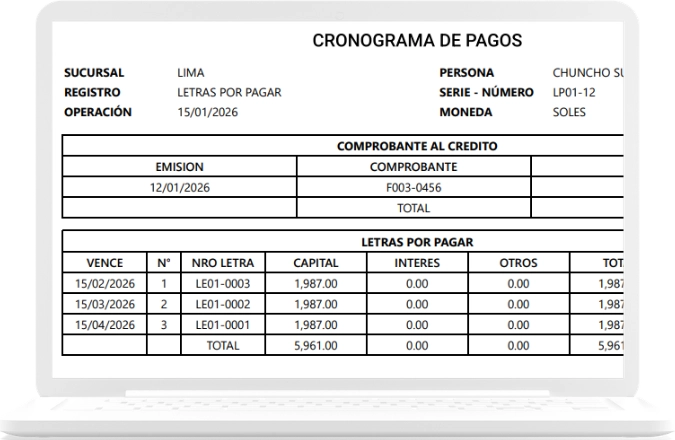 Control de Adelanto a proveedores
