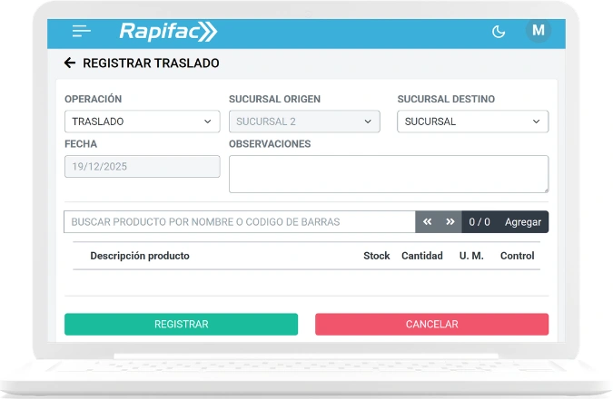 Transferencias y ajustes por lote