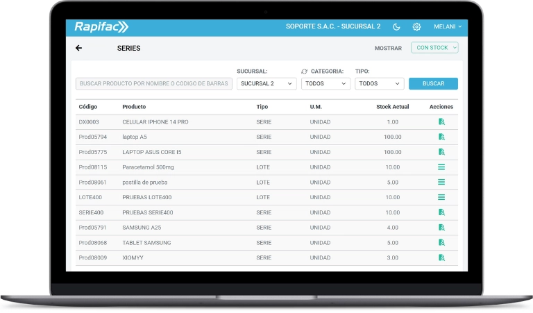 Control de Series Rapifac